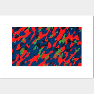 Camouflage - Red and Blue Posters and Art
